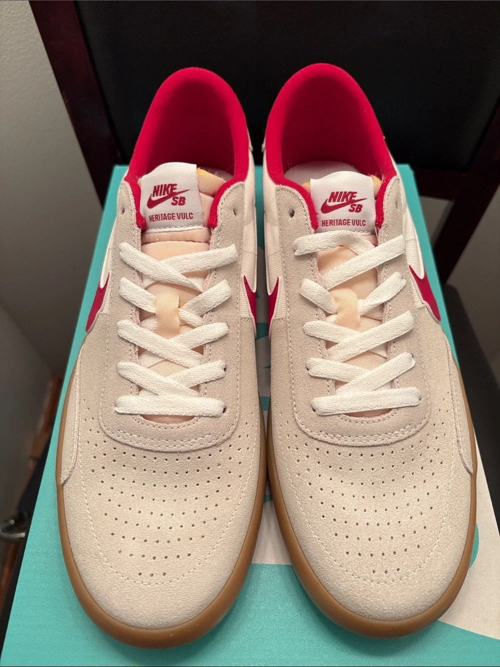 New Men’s Nike SB Heritage Vulc Canvas Skate Sneakers with Red Swoosh